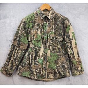 Vtg 80s 90s Mens Med Winchester Trebark Camo Shirt Heavy Canvas Outdoor Hunting